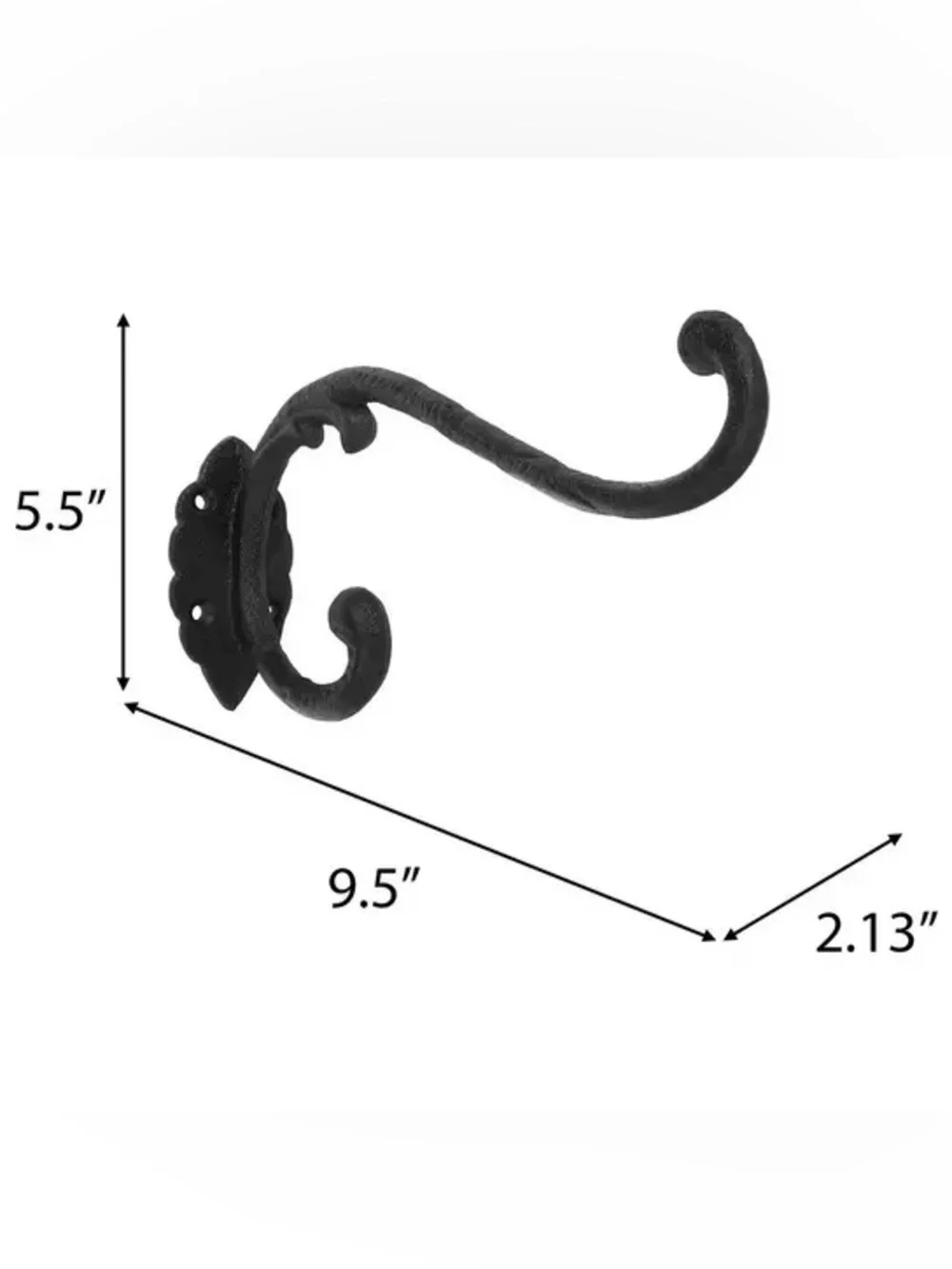 (2) Black Victorian Metal Wall Hook